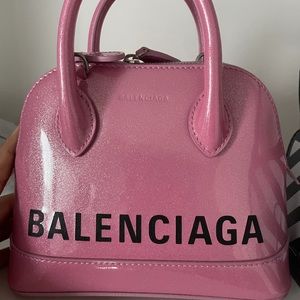 Balenciaga pink glitter ville bag xxs